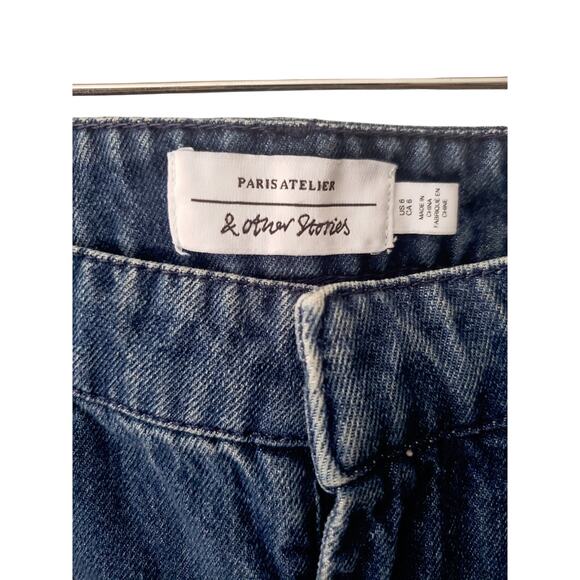 & Other Stories High Rise Flared Pintuck Jeans 100% Cotton Size 6 - Picture 8 of 9